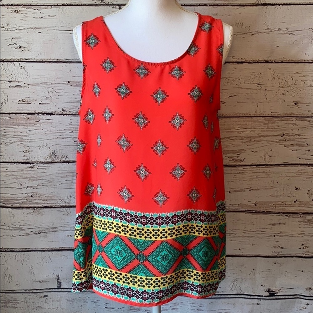 Rachel Kate pink design sleeveless top L